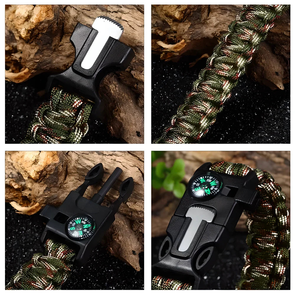 Premium 5-in-1 Paracord Survival Bracelet with Waterproof Compass, Fire Starter, and High-Pitched Whistle - Essential Gear for UK Adventurers