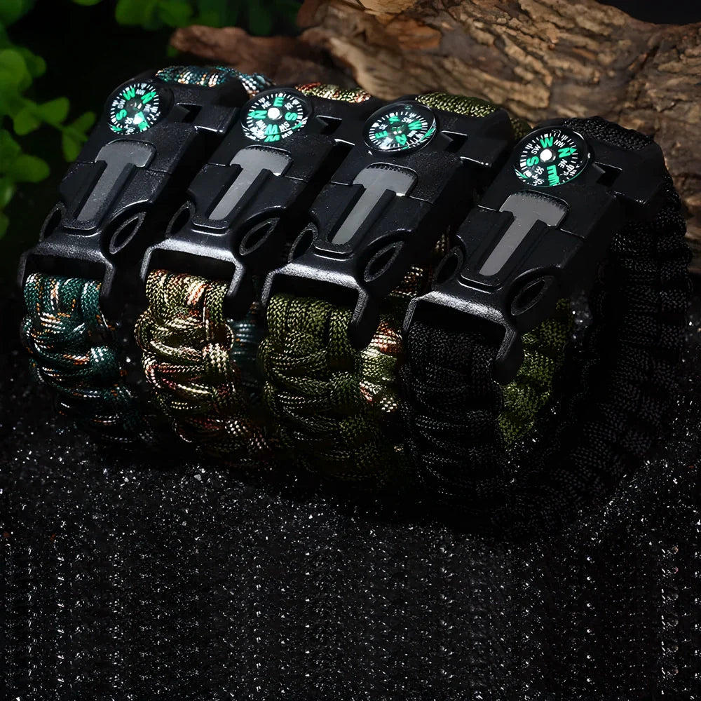 Premium 5-in-1 Paracord Survival Bracelet with Waterproof Compass, Fire Starter, and High-Pitched Whistle - Essential Gear for UK Adventurers