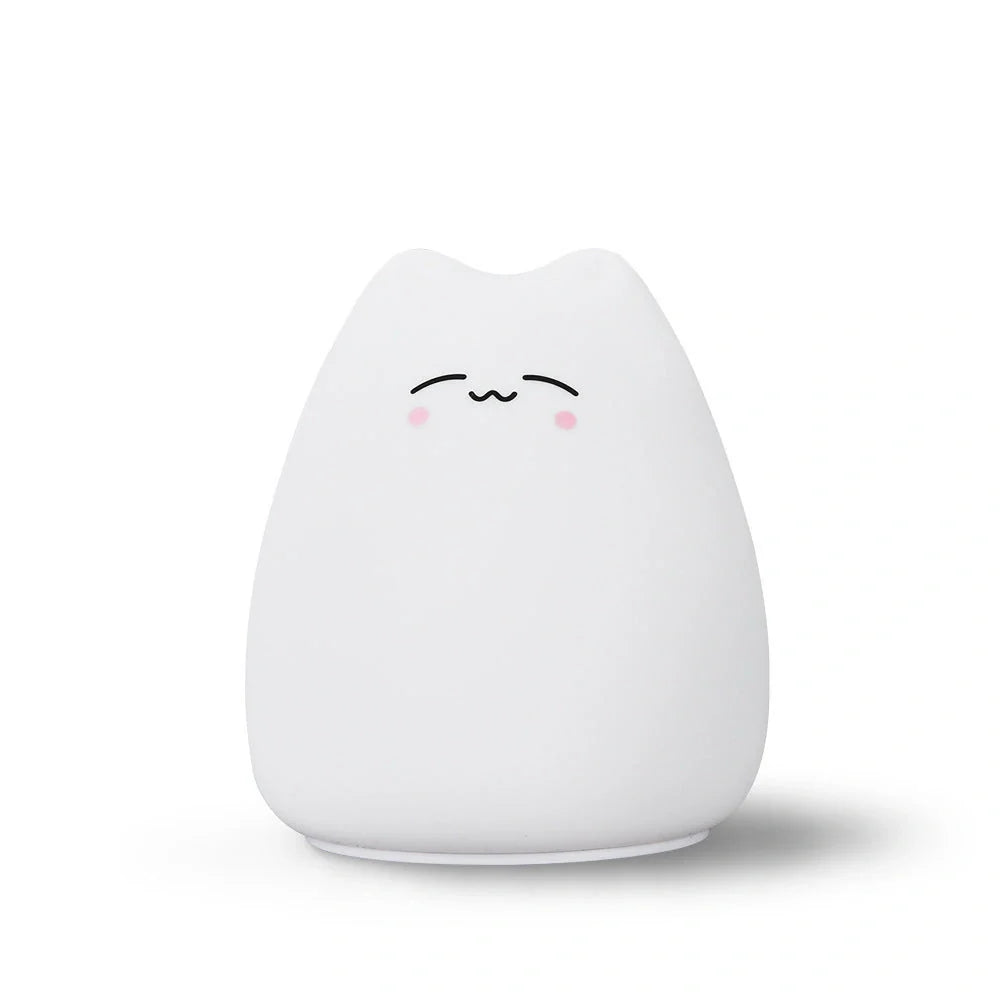 Adorable cat design silicone touch sensor LED night light for children with colour-changing feature