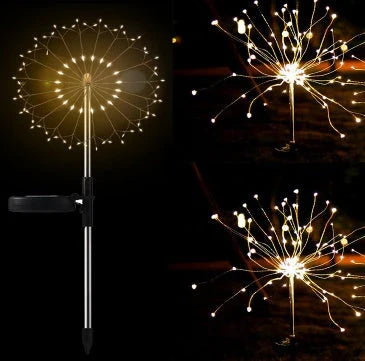 Radiant Solar-Powered Outdoor Fireworks Lights with dazzling LED display in various shapes and colours