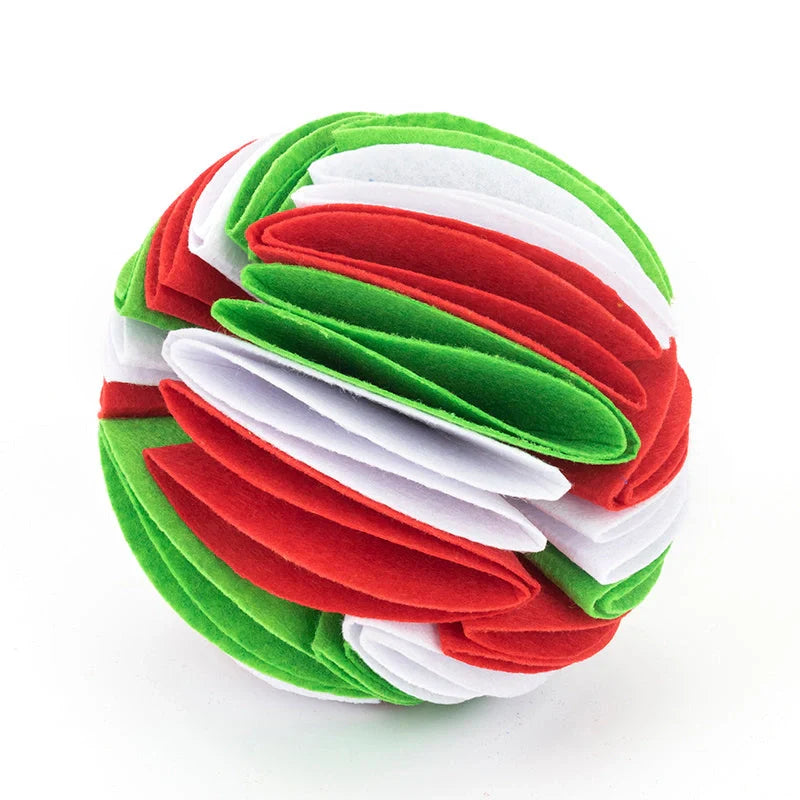 Foldable Dog Snuffle Ball in various colours for pet training and feeding