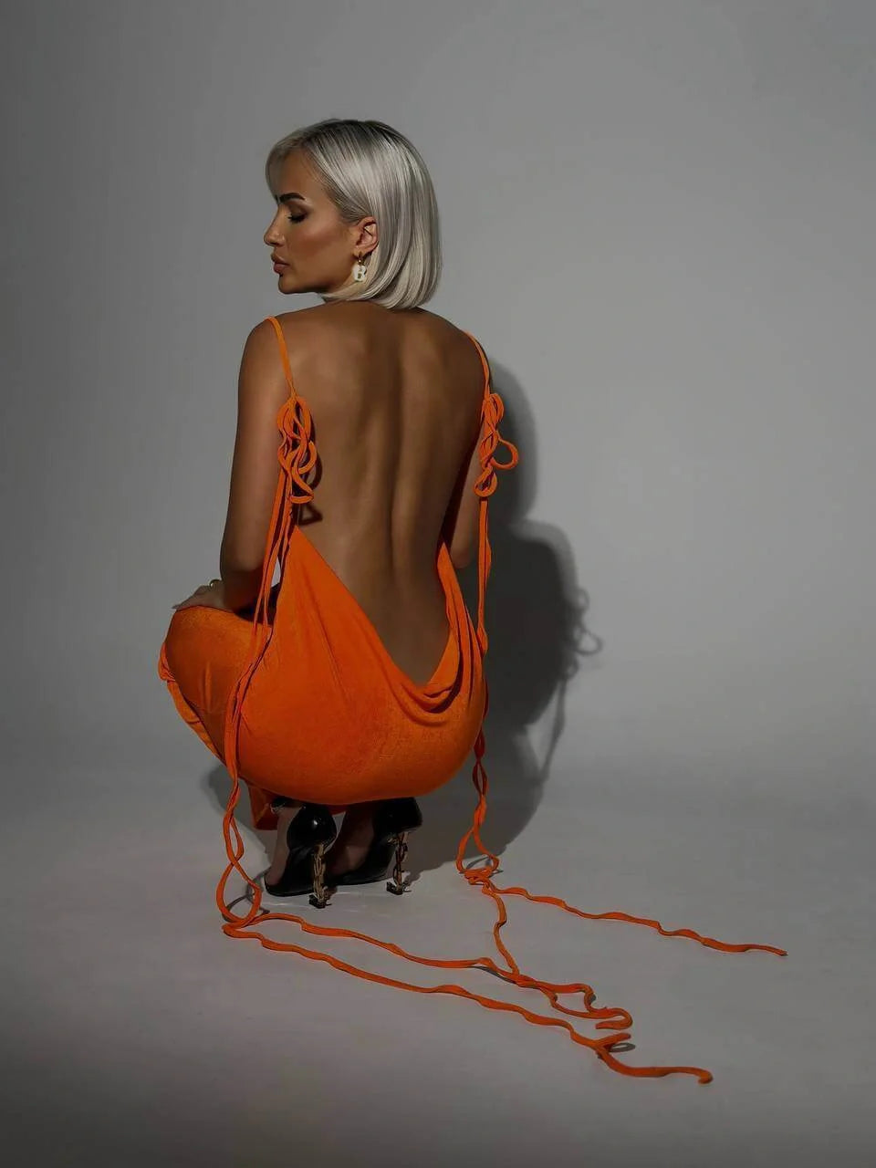 Elegant Backless Lace-up Long Dress in various colours for summer events