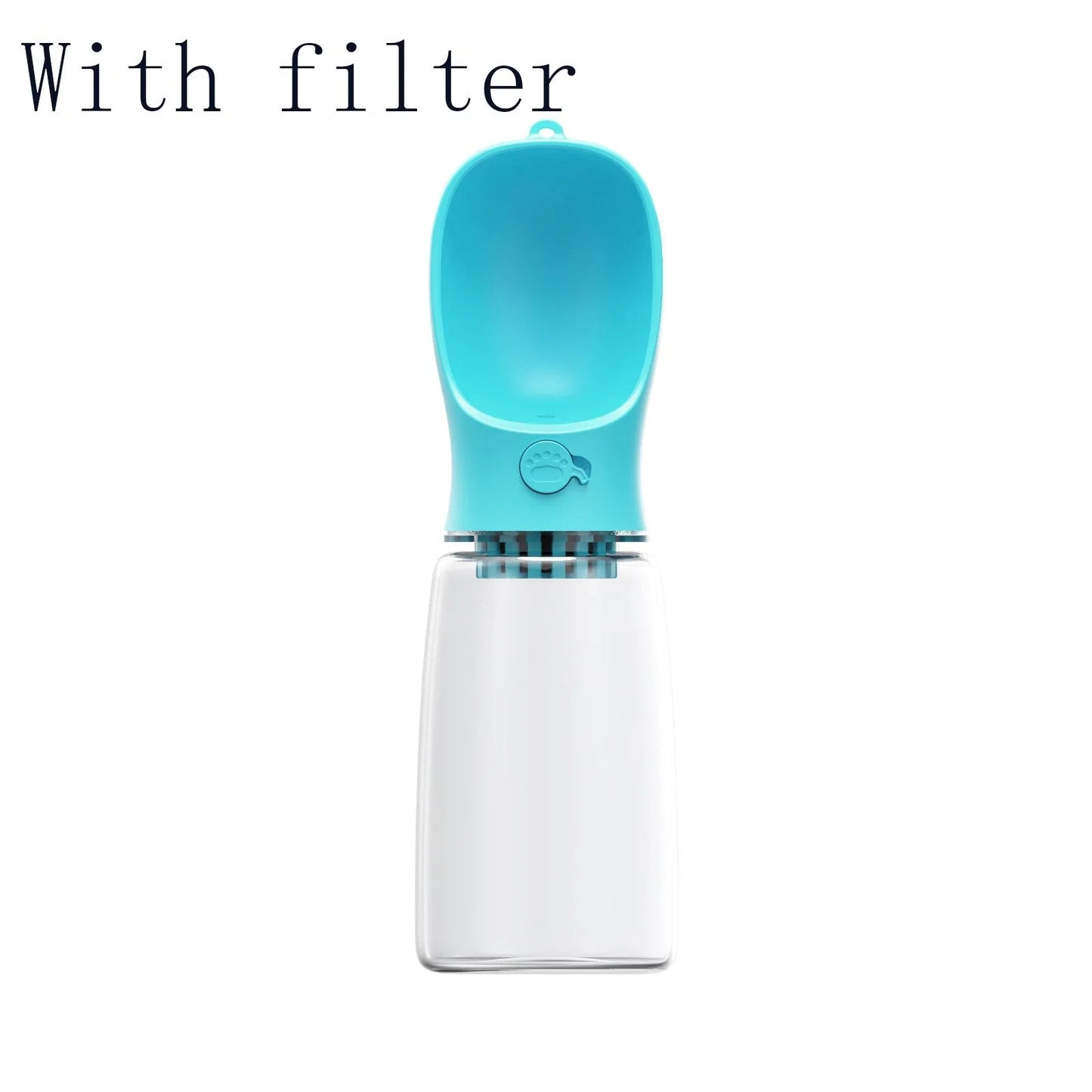 Durable and portable pet water bottle with one-touch button, suitable for outdoor activities with your furry friend