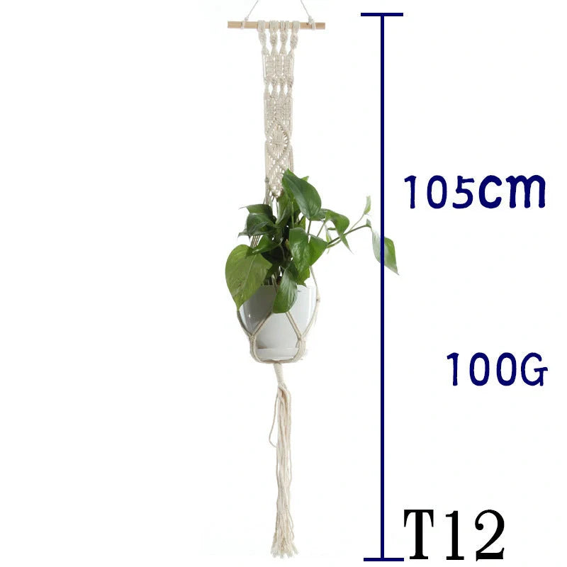 Stylish hanging cotton rope plant holder for indoor and outdoor decoration