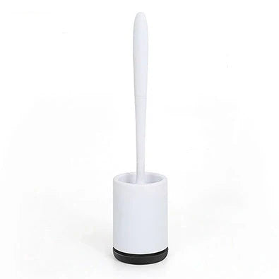 High-quality toilet brush with soft, decontaminated TPR bristles, ergonomic handle, and versatile floor-standing or wall-mounted design.