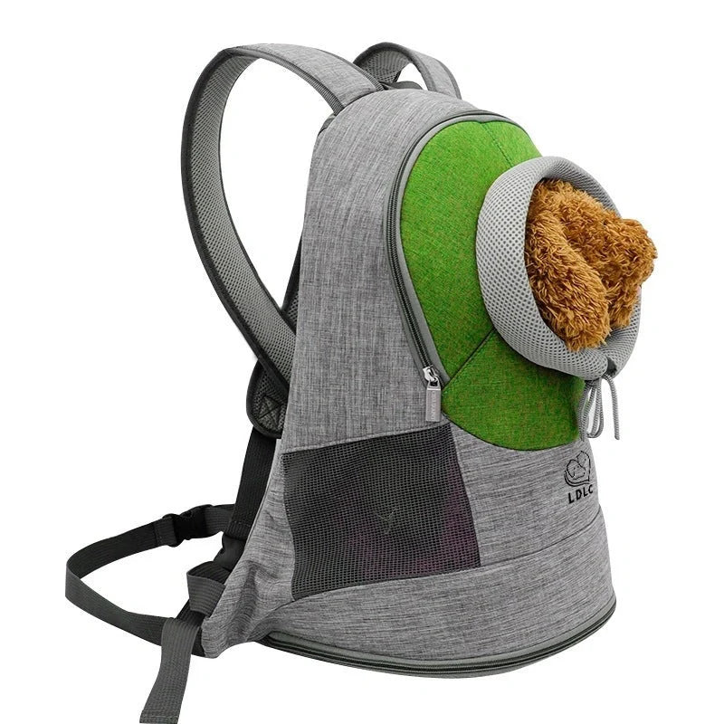 Portable breathable dog cat backpack in green, blue, or orange