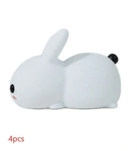 Enchanting rabbit-shaped silicone night light with warm white and dual-colour illumination options