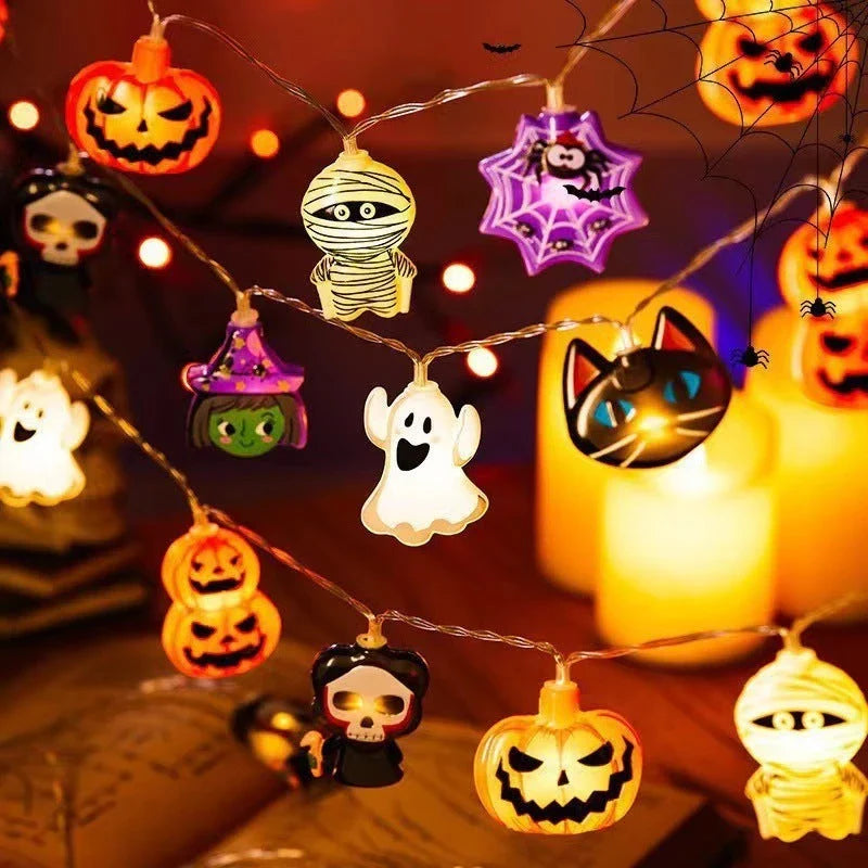 Cozy Halloween Lighting Chain with Pumpkins, Ghosts, and Bats creates a warm, festive glow for your home decor