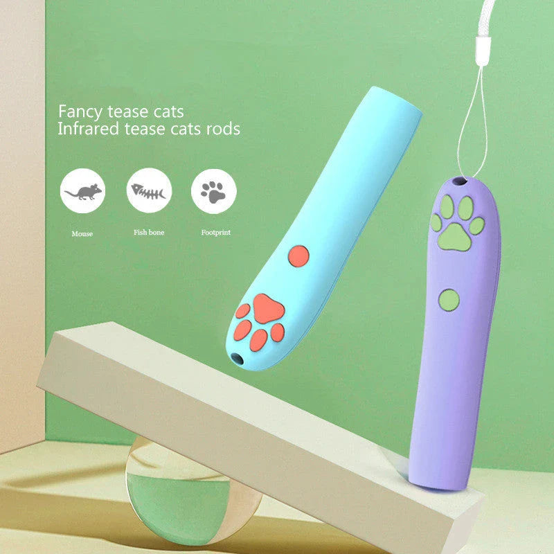 Remote-controlled laser cat toy with 3 projection patterns, made of durable ABS material for safe and engaging playtime