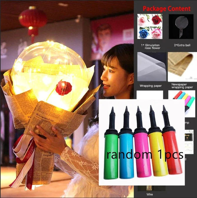 A luminous bouquet of glowing rose-shaped balloons, creating a magical and enchanting display.