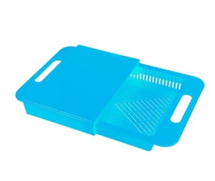 Premium 3-in-1 Cutting Board with Integrated Strainer - Durable PP Material, Multifunctional Design, Ergonomic Handles