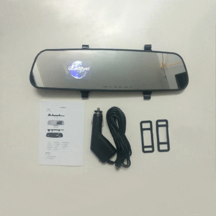 High-Definition Rearview Mirror Driving Recorder with 1080P video, motion detection, and collision sensor for enhanced road safety