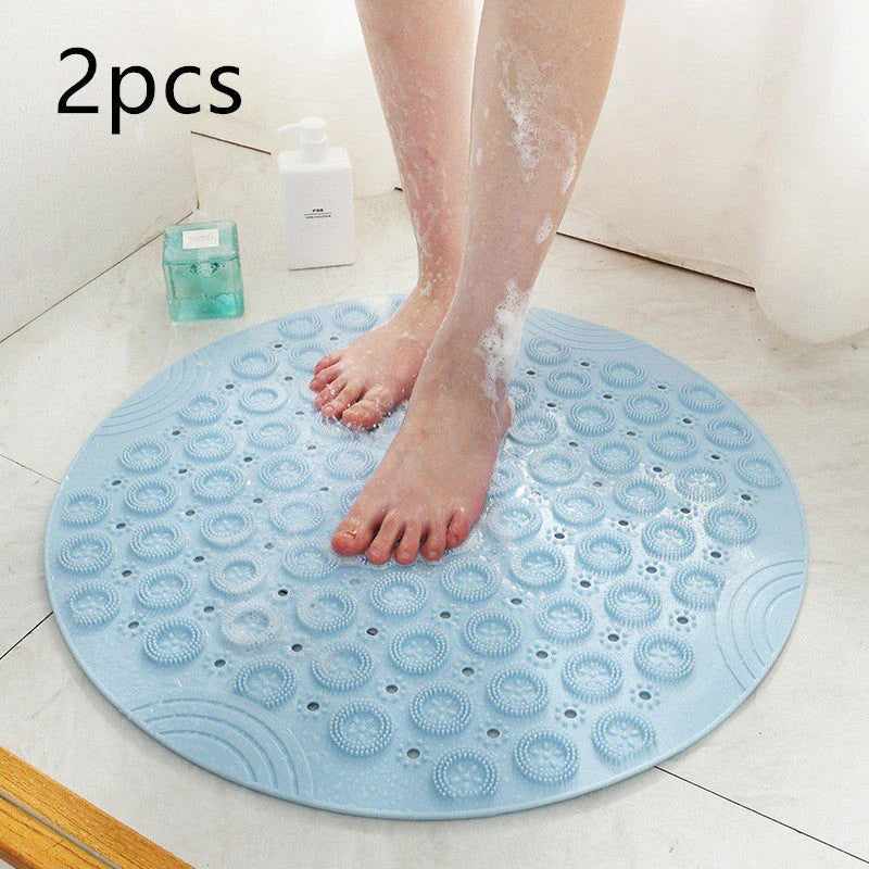 Premium PVC round shower mat with textured surface for massage and non-slip grip