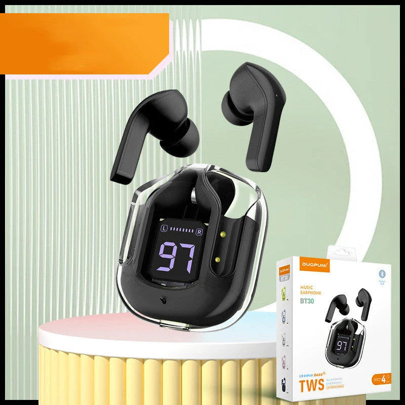Premium true wireless Bluetooth 5.3 earbuds with digital display, noise reduction, and long battery life.