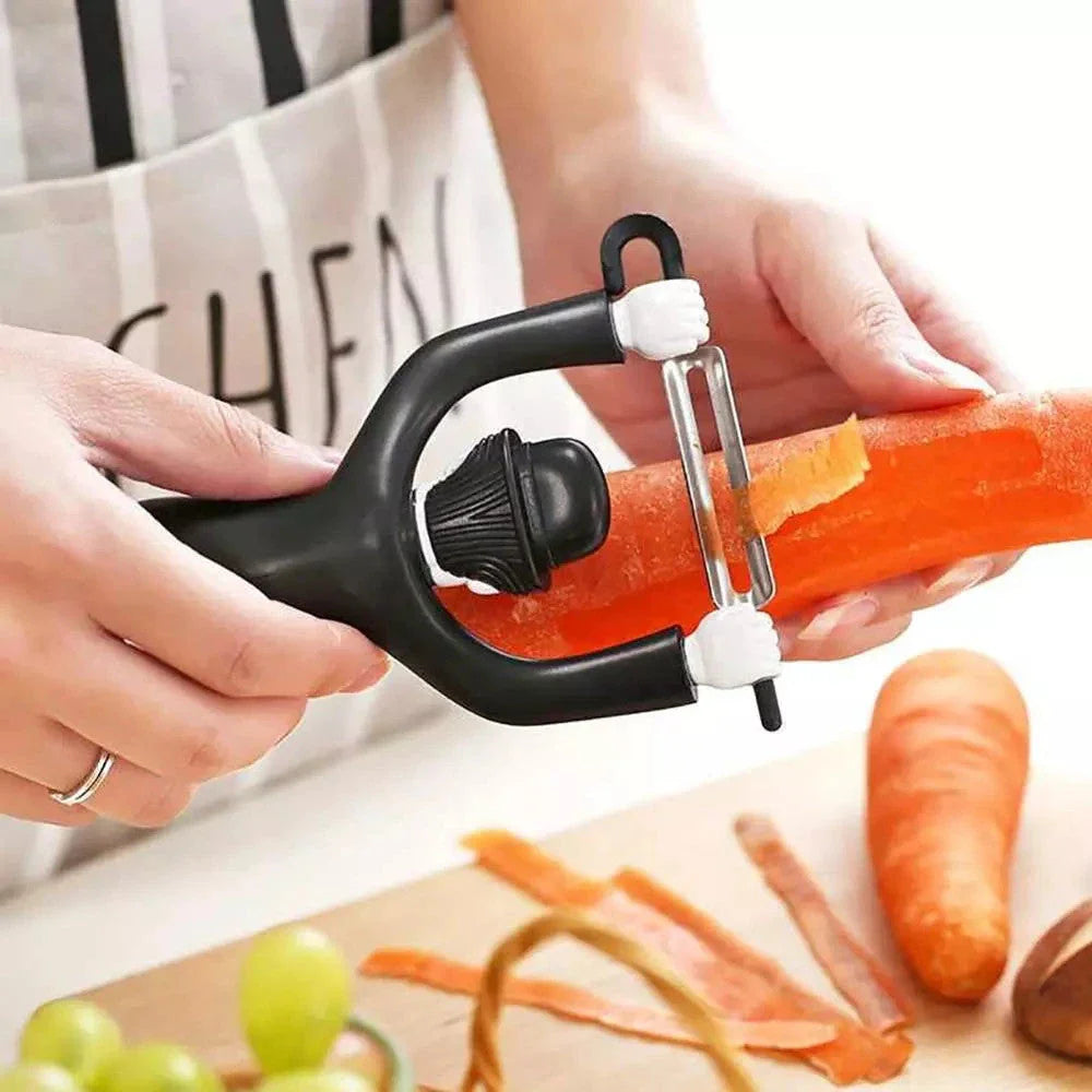 Stainless Steel Fruit and Vegetable Peeler with Playful Character Design - Ideal Kitchen Tool for Precise Peeling and Slicing