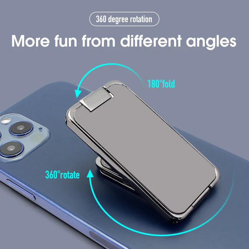 Adjustable folding mobile phone holder stand with multi-angle design, compatible with various smartphones and tablets