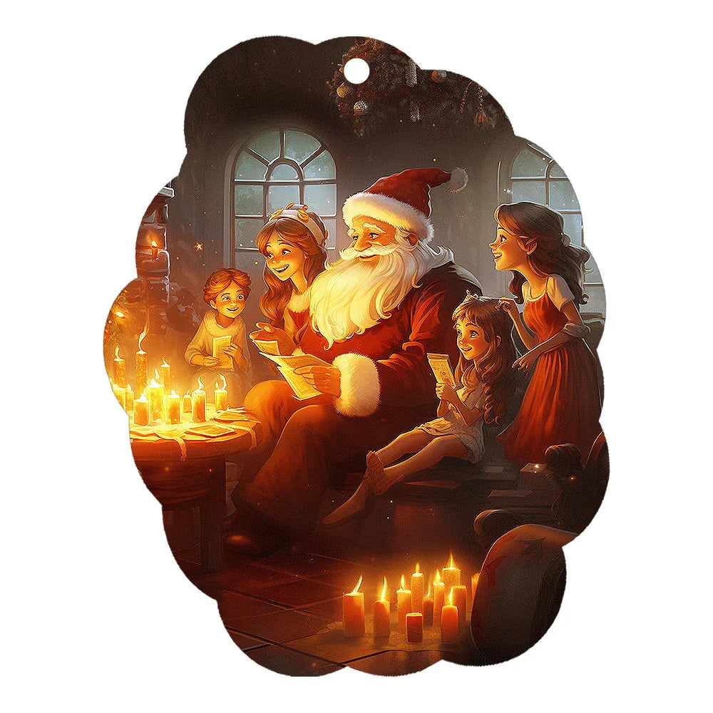 Festive car ornament hanging from rearview mirror with Christmas designs