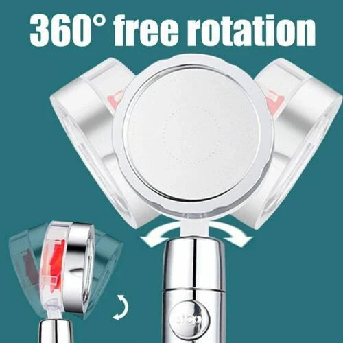 Modern minimalist high-pressure shower head with on/off switch and water-saving technology