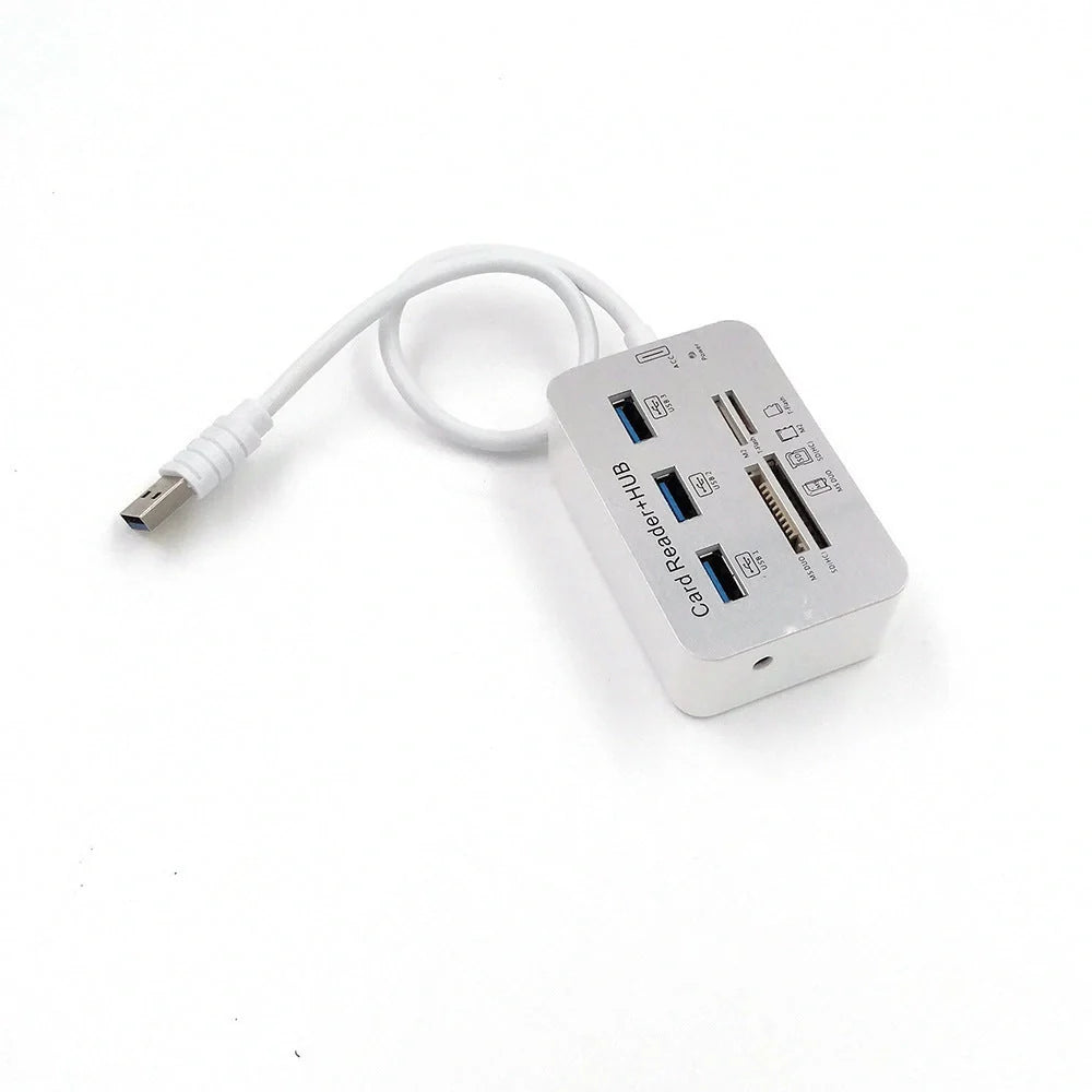 Sleek silver USB 3.0 hub with LED indicator for fast data transfer