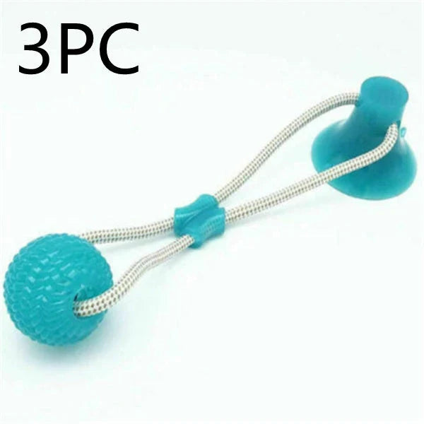 Durable, colourful chew toy with unique sucker design for dogs to play and maintain dental health