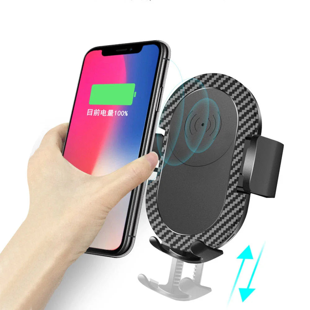 Premium wireless car phone charger with adjustable grip and fast charging capabilities