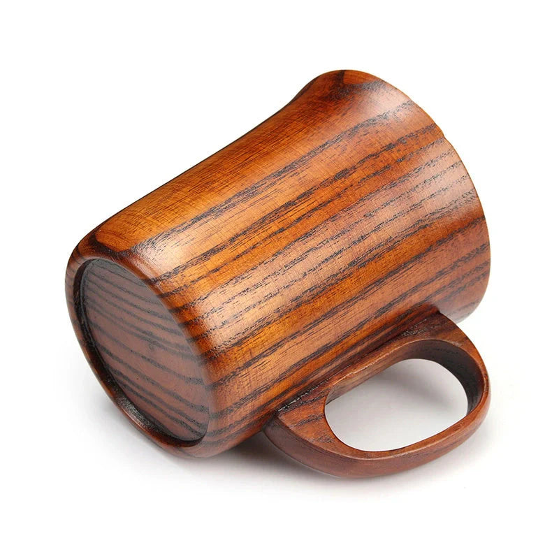 Handcrafted Jujube Wood Retro Japanese Style Mug with ergonomic handle