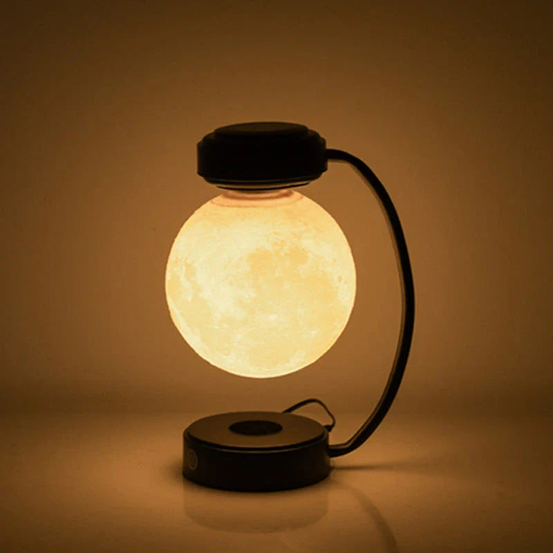 Mesmerising levitating moon lamp with wireless magnetic floating ball and trichromatic lighting