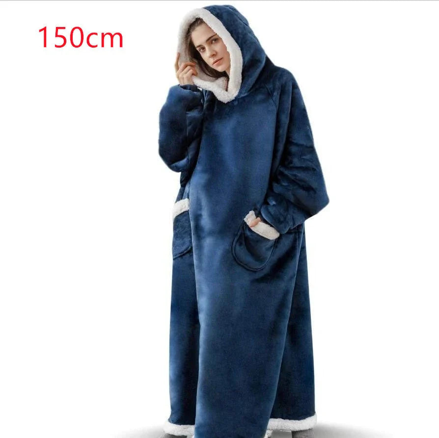 Comfy oversized TV hoodie blanket in various stylish colors, perfect for cozy movie nights and relaxation at home.