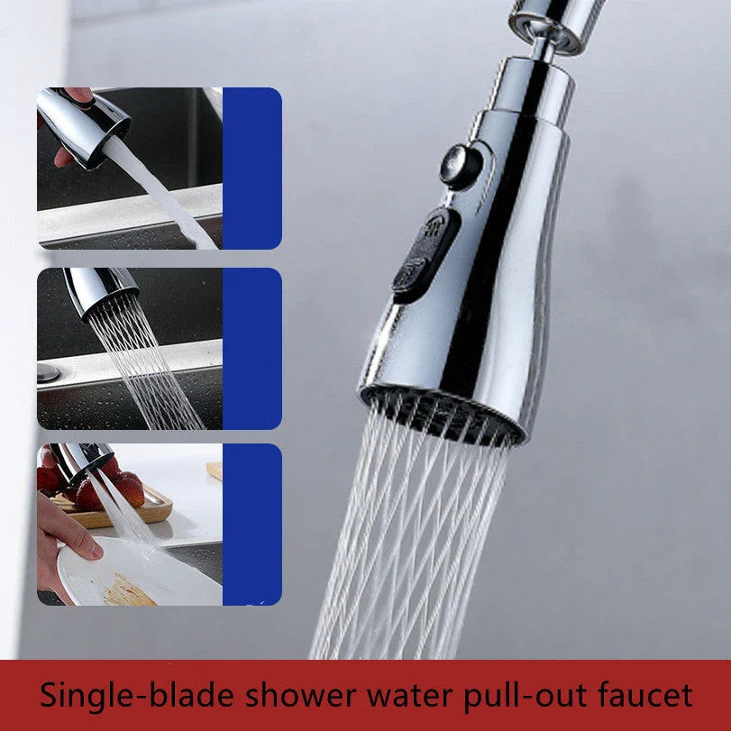 Universal pressurized faucet sprayer with 360-degree rotation and 3 cleaning modes for efficient kitchen cleaning