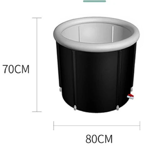 Portable Ice Bath with inflatable air ring for recovery therapy in black