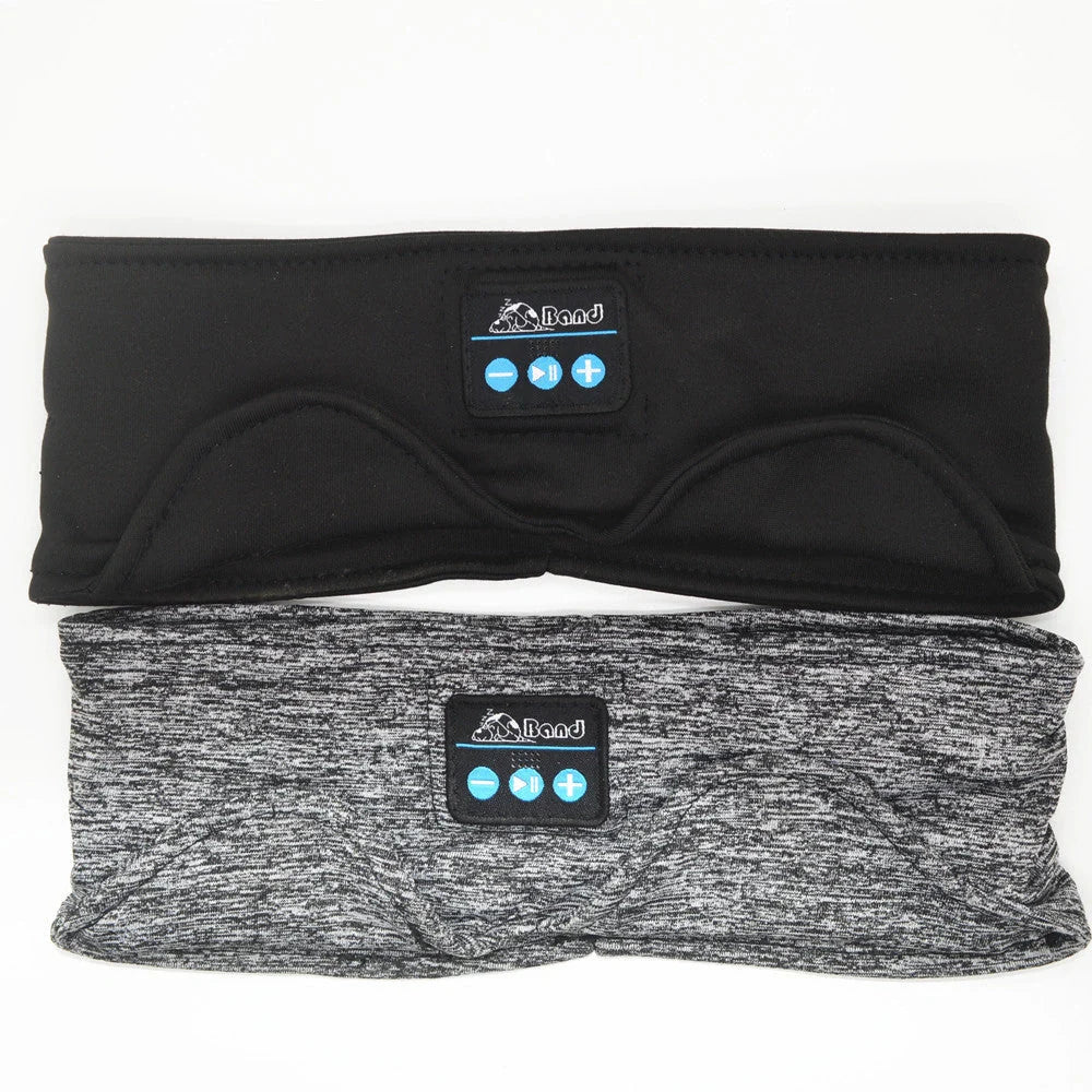 Cosy Bluetooth headband with wireless music and sleep mask, made with premium sheep wool fabric for a snug, sweat-absorbent fit