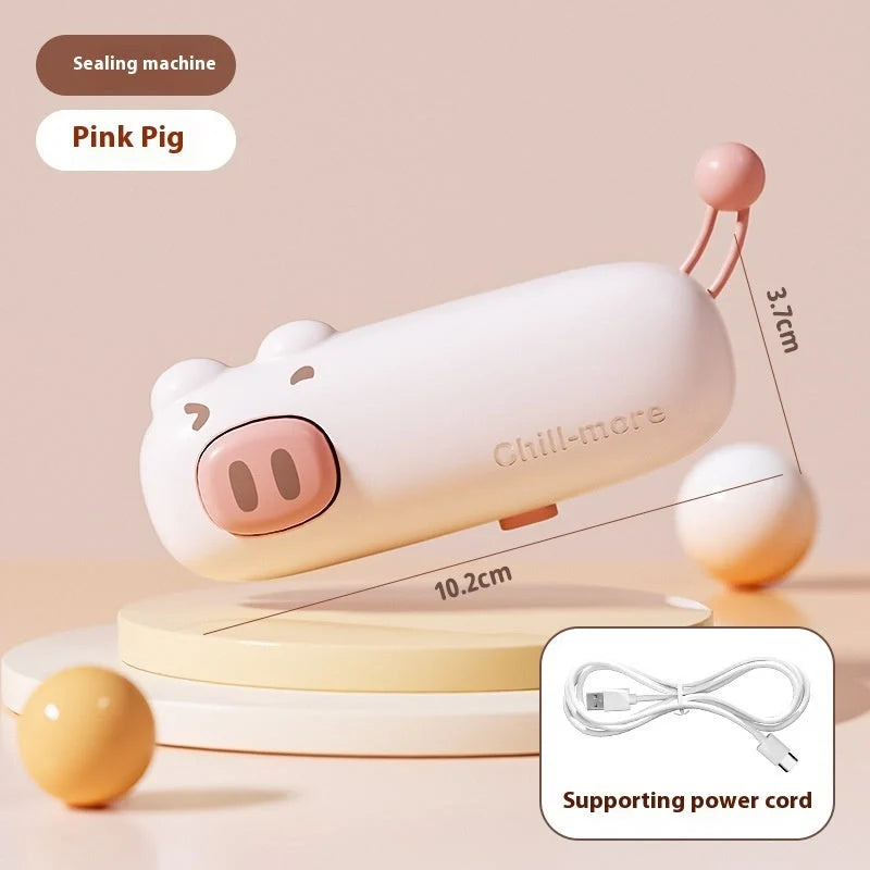 A compact, rechargeable bag sealer with a unique cartoon design, perfect for preserving food freshness at home or on the go.