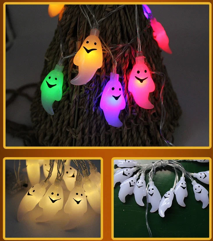 Spooktacular Halloween string lights with pumpkins, ghosts, and other festive decorations