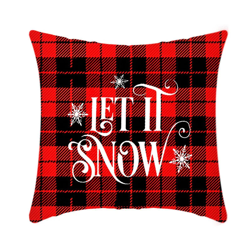 Merry Christmas cushion cover with elk and Santa Claus design in plush fabric