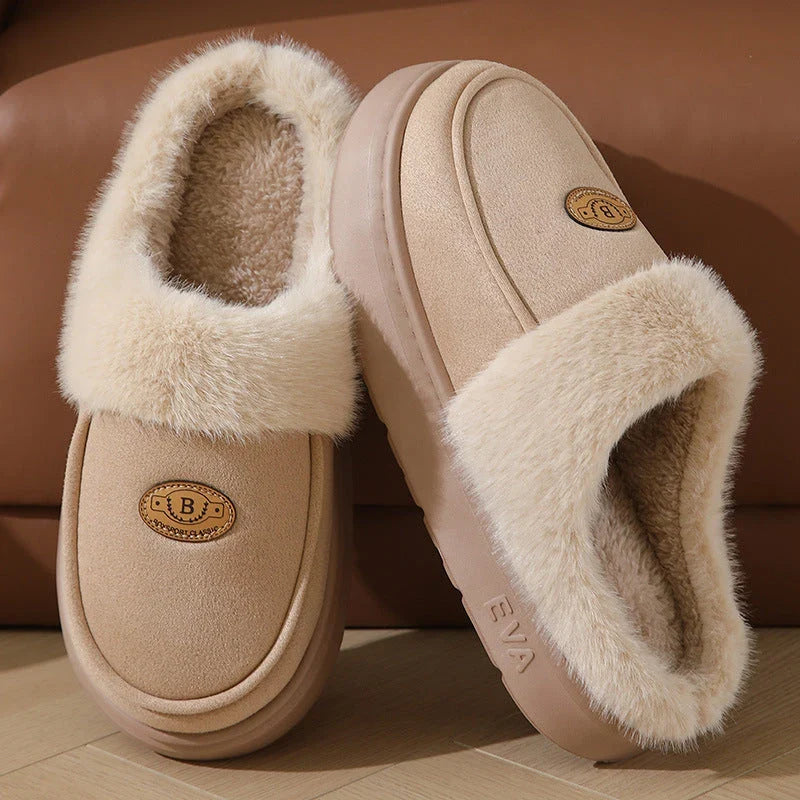 Cozy suede slippers with plush lining and non-slip sole for men's indoor comfort