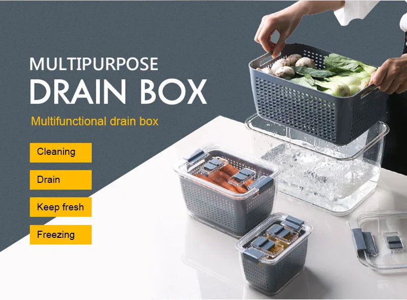 Premium food preservation containers for large capacity refrigerators, featuring customisable partitions, easy-to-clean design, and durable construction.