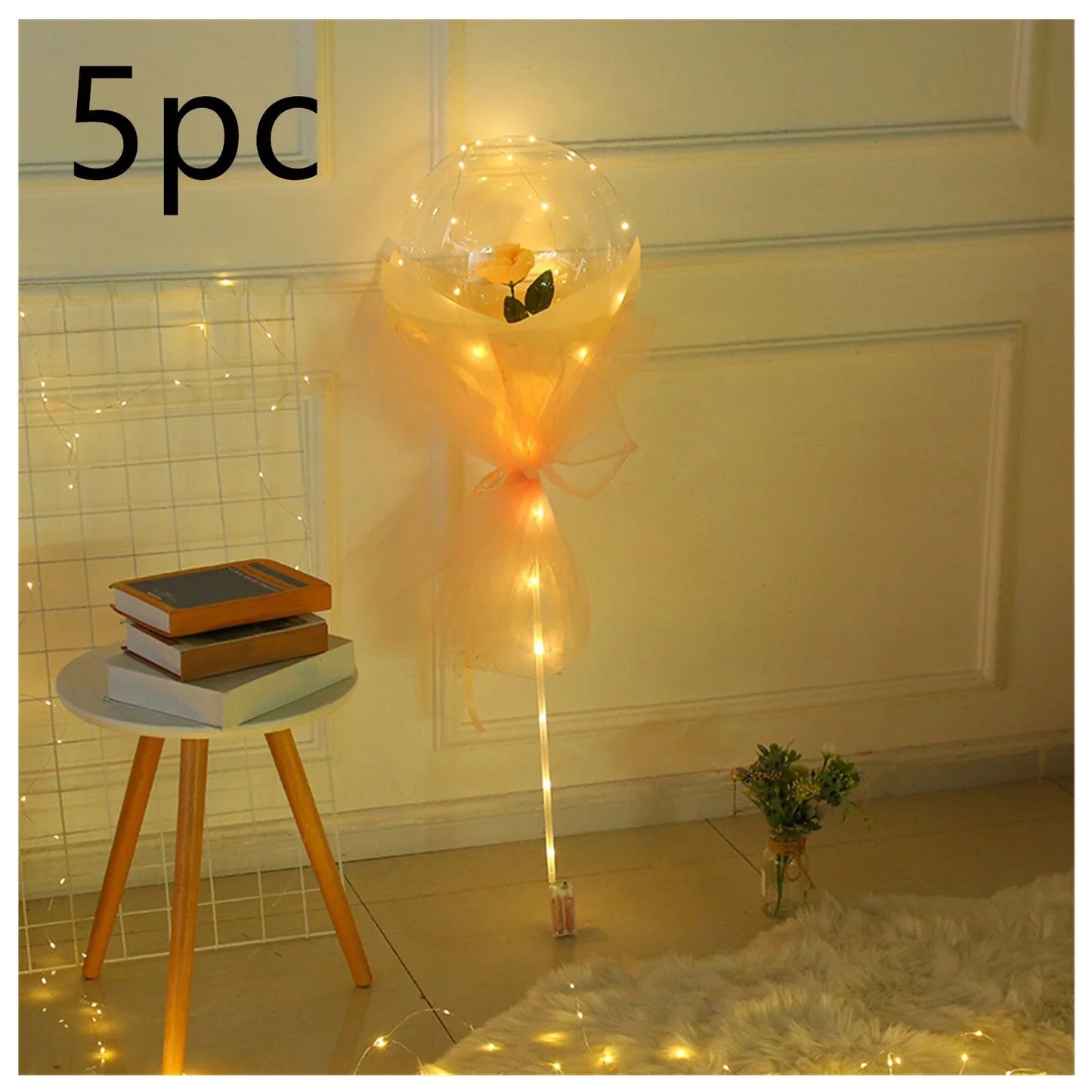 A luminous bouquet of glowing rose-shaped balloons, creating a magical and enchanting display.