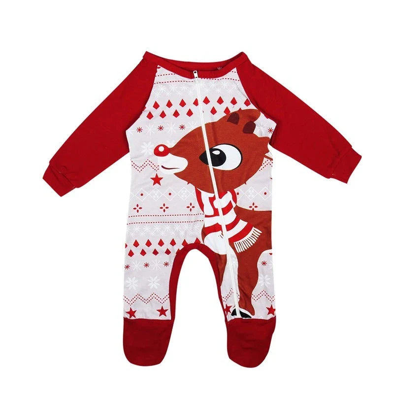 Festive family Christmas pajamas in a cozy cotton fabric with a playful fox print design