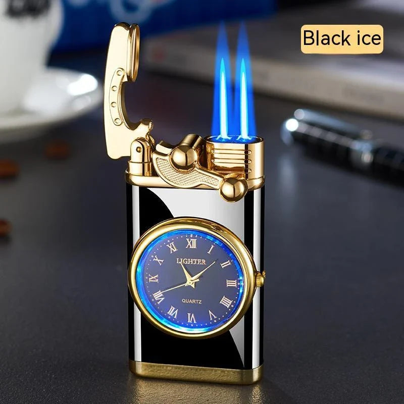 A versatile butane lighter watch with various color options and flame styles