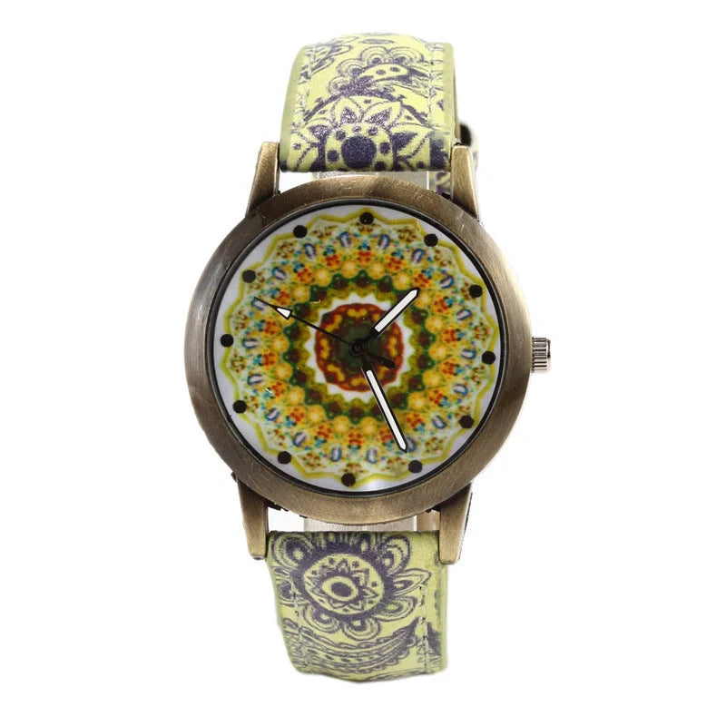 Sleek and stylish quartz watch with a captivating kaleidoscope design, perfect for elevating your everyday fashion
