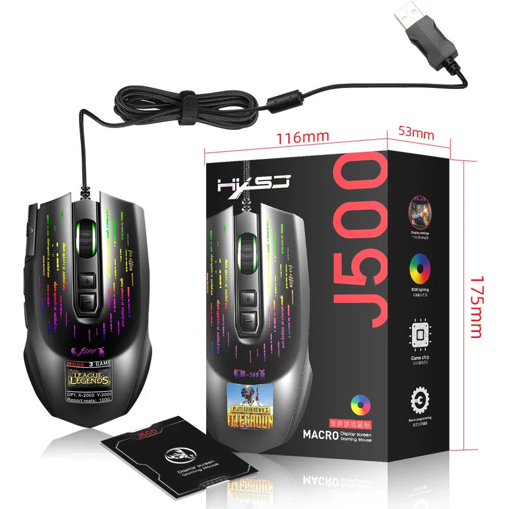 Advanced wired gaming mouse with personalized photo display, customizable RGB lighting, and precision Pixart 3325 sensor