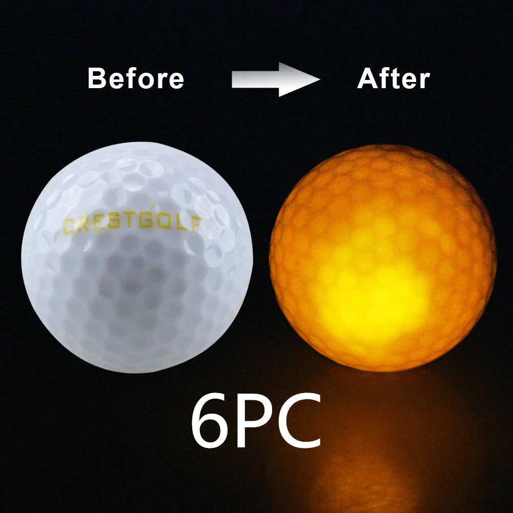 Luminous golf balls emitting a trail of light as they soar through the night sky, offering a captivating golfing experience.