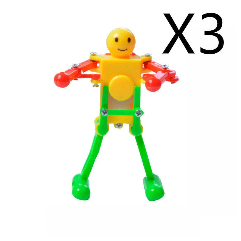 Clockwork wind-up toy robot performing captivating gymnastics display