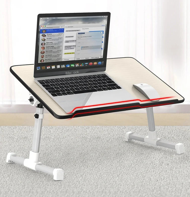Adjustable laptop desk stand with foldable design for bed or standing use