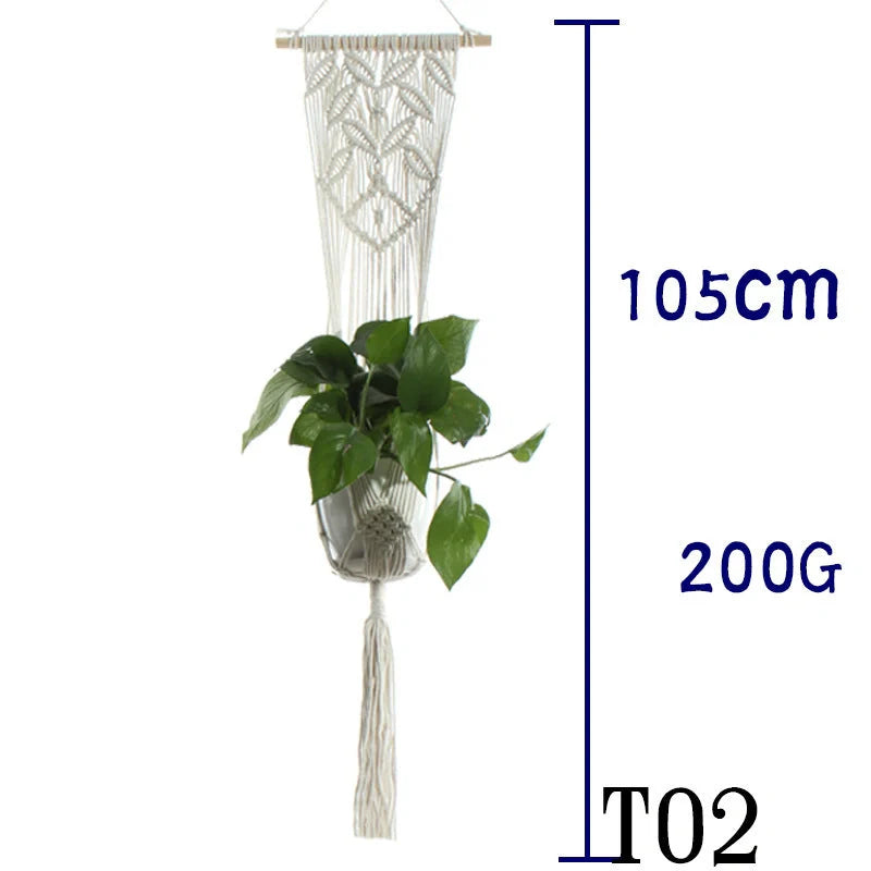 Stylish hanging cotton rope plant holder for indoor and outdoor decoration