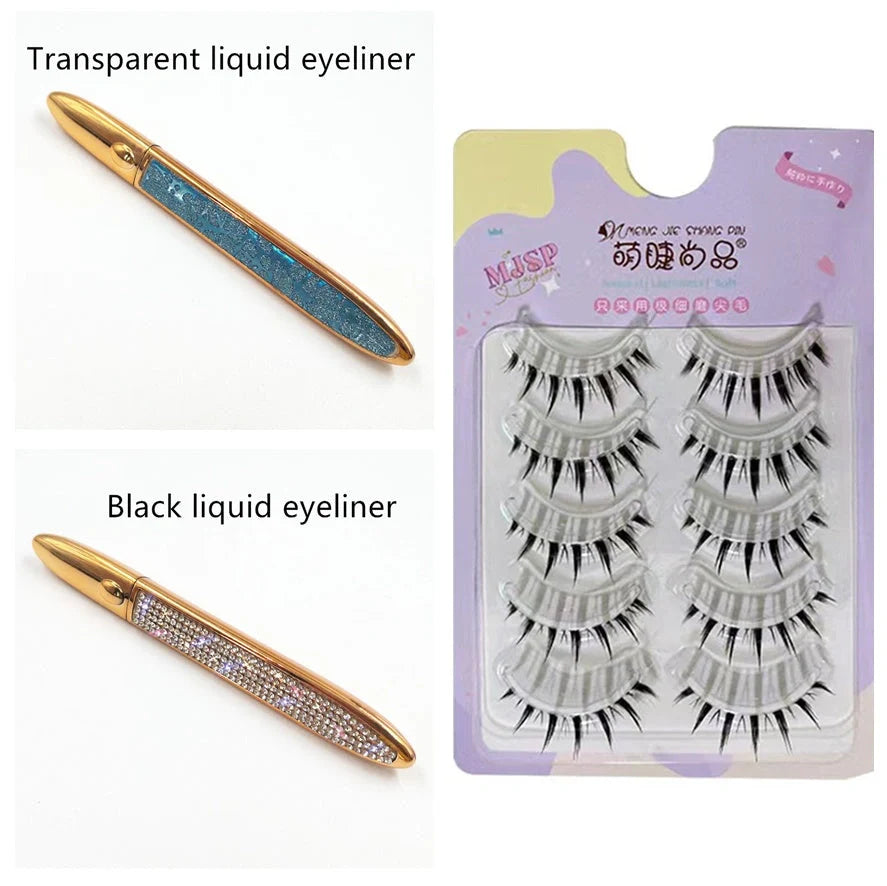 Premium self-adhesive eyeliner and false lash set in various shades