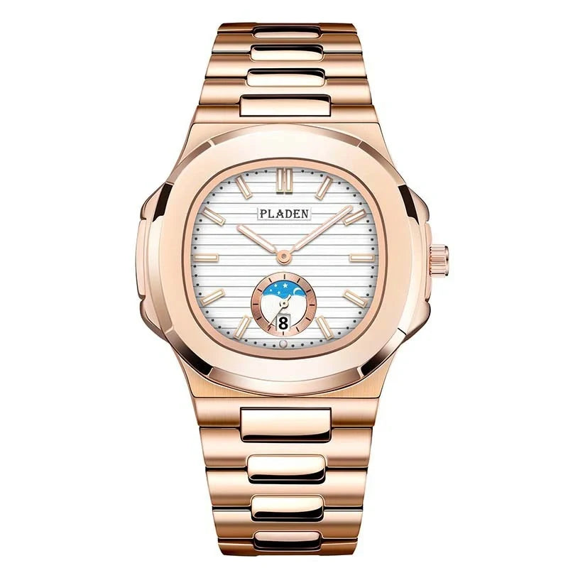 Premium Waterproof Quartz Watch with stainless steel case, mineral glass face, and quartz movement for reliable timekeeping
