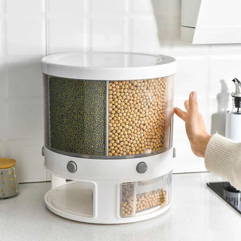 Versatile Food Storage Tank with Rotating Divider - keep grains, rice, and other pantry items fresh and neatly organised in your kitchen