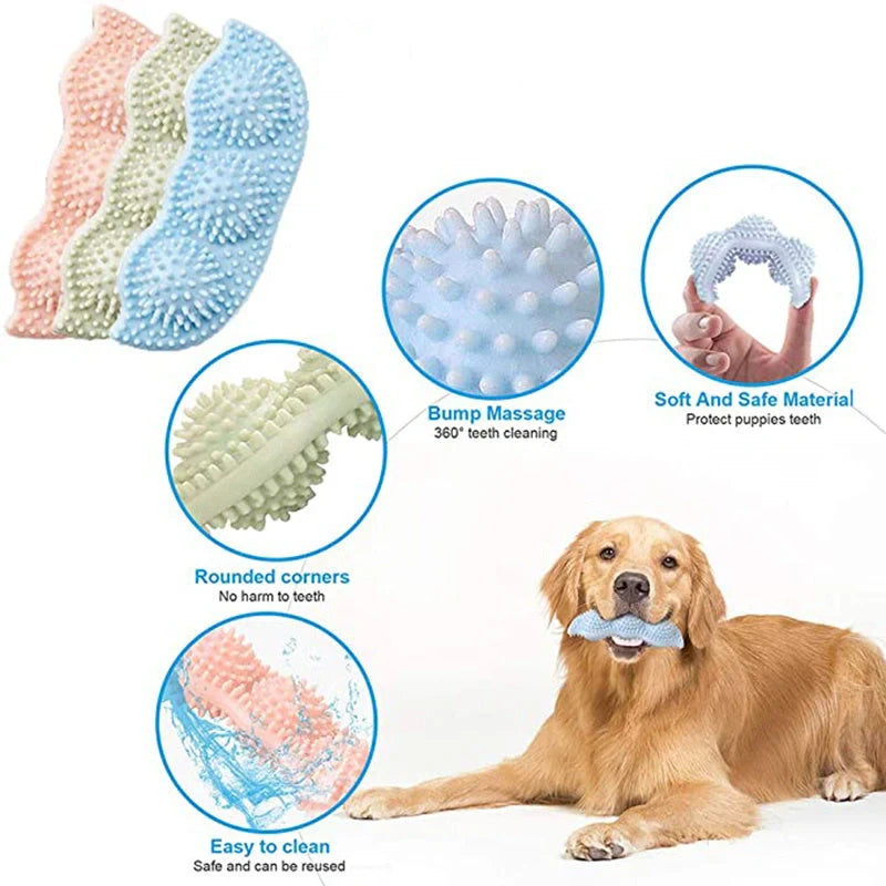 Natural rubber teeth cleaning dog toy for puppies, safe and durable