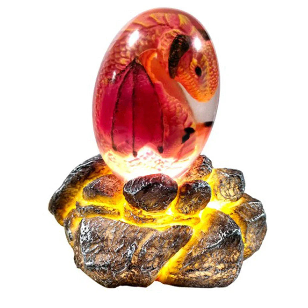 A crystal-clear resin dragon egg decor with a realistic 'lava dragon' design, perfect for fantasy and fossil enthusiasts.